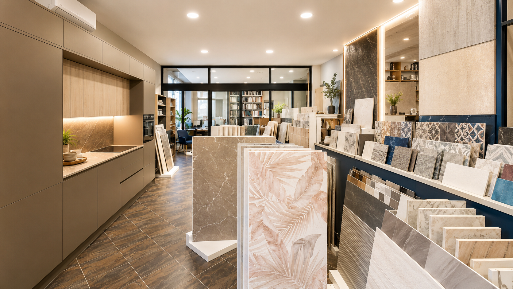 Showroom Frandi con esposizione di pavimenti, rivestimenti e materiali per ristrutturazione bagno e casa